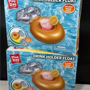 Play Day Giant Gold & Diamond Ring Drink Holder Float SURPRISE Proposal Maybe